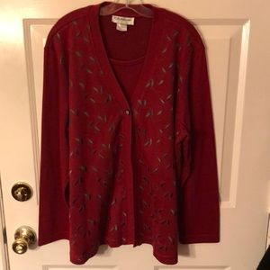 Women’s Sz Large Red Cardigan/ Top C.D. Petites